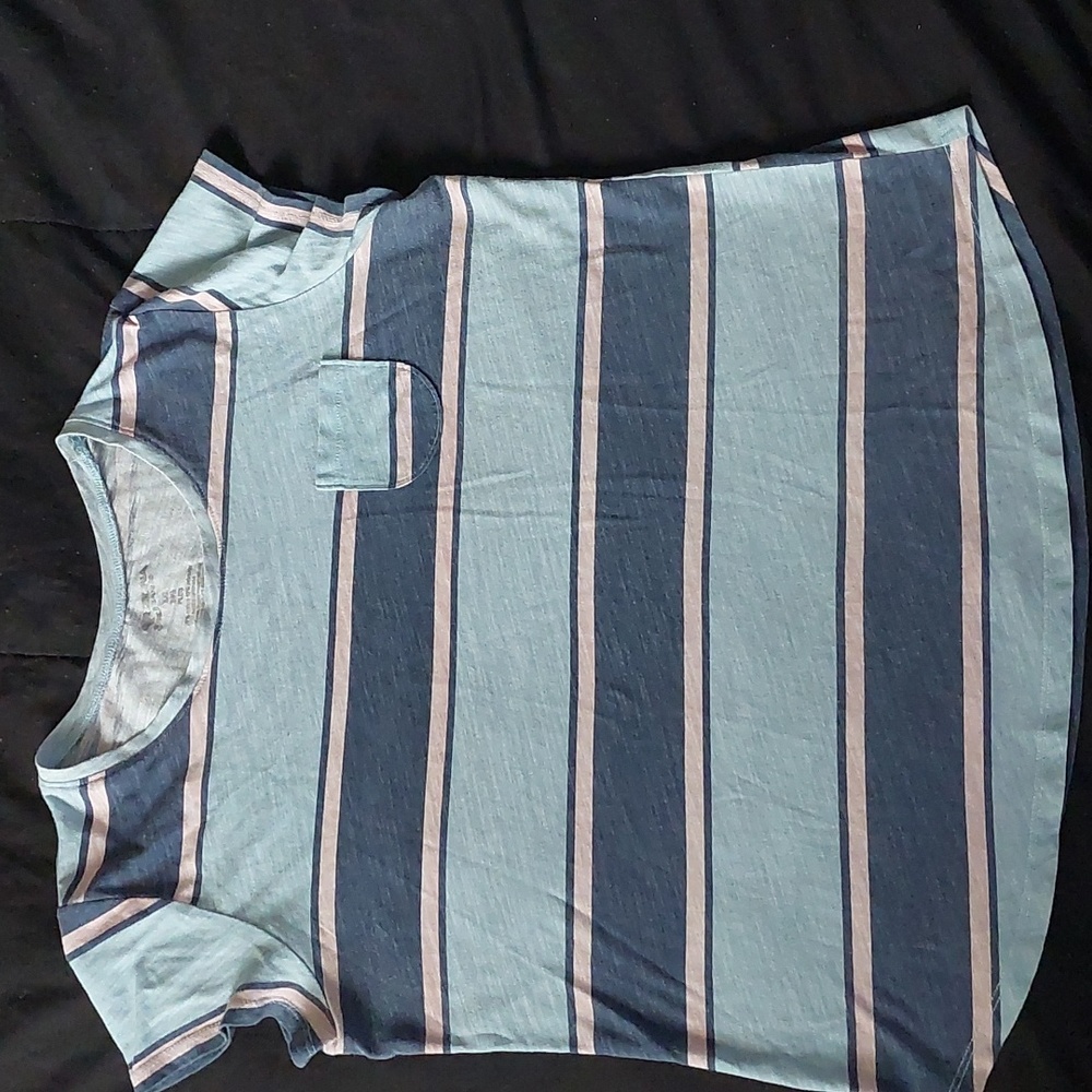 Arizona Jeans Co. Girl's Top: Size: XXL 20.5 Plus; Color:Navy/Light Blue/Pink